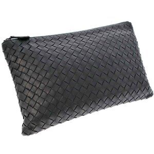 BOTTEGA VENETA Document Case Clutch Bag Black Flat Smart Handbag Intrecciato